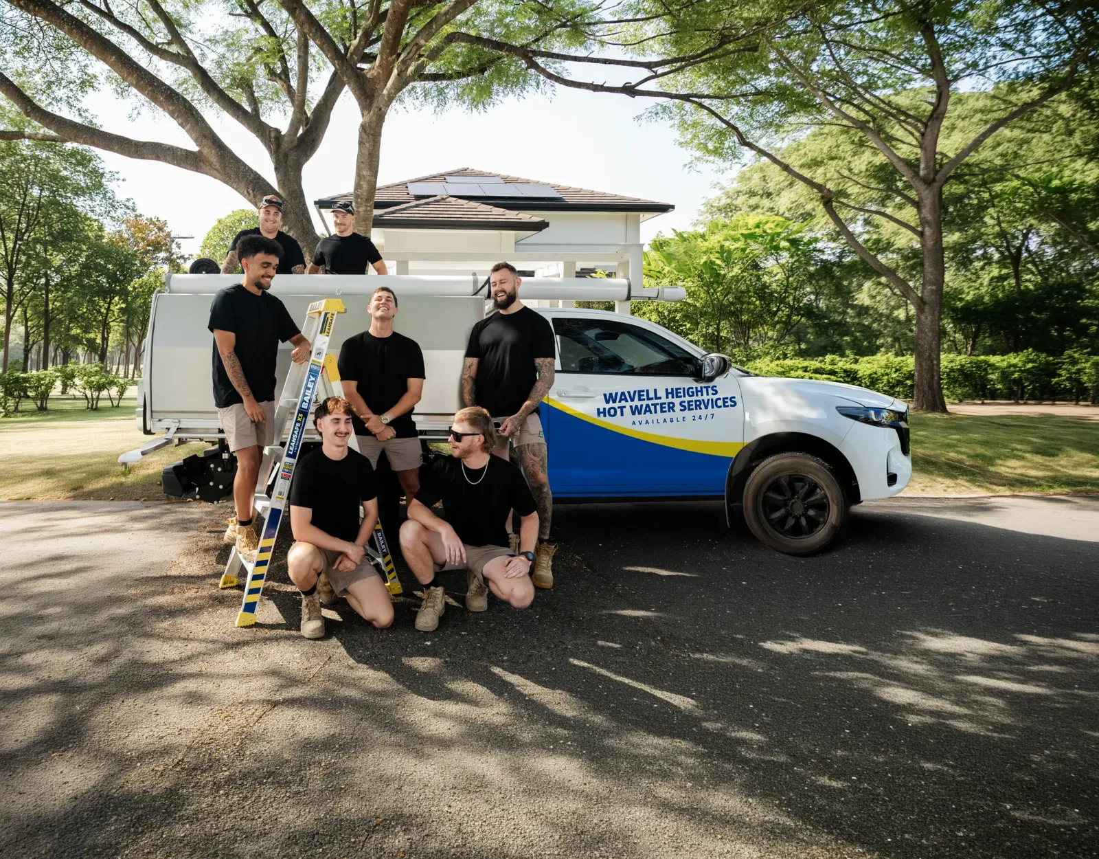 Wavell Heights Hot Water Services team and ute